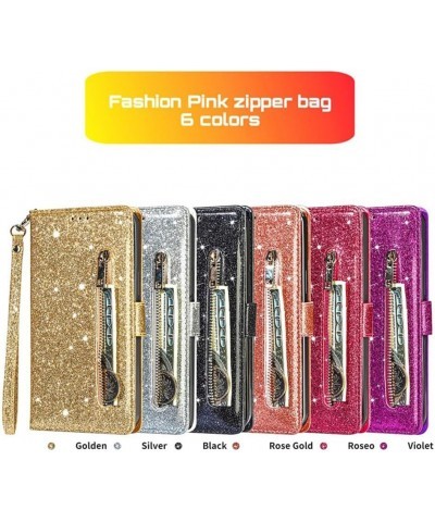 for Google Pixel 6 Magnetic Flip Sparkling Phone Case, Zipper Bag Protective Leather Case Black Pixel 7 Rose $16.55 Others