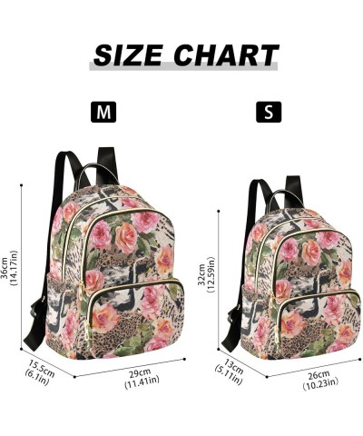 Tiger and Jaguar Skin Rose Flowers Women Backpack Purse Shoulder Bag Color $16.42 Backpacks