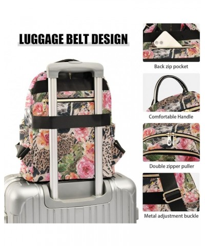 Tiger and Jaguar Skin Rose Flowers Women Backpack Purse Shoulder Bag Color $16.42 Backpacks