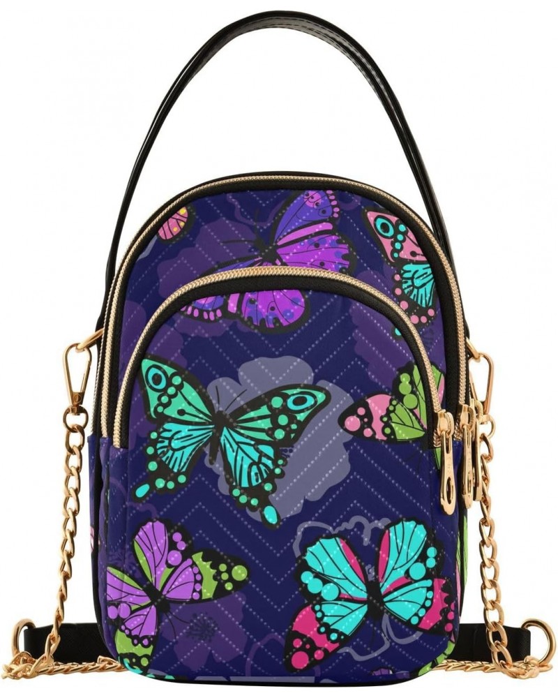 Bright Butterflies Crossbody Bags for Women Cross Body Bags Handle Satchel with Chain Strap for Travel Daily Use $12.22 Satchels