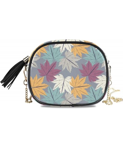 Shoulder Crossbody Bag With Metal Chain Strap for Women Girl Colorful Maple Leaves Women's Wallet $14.54 Shoulder Bags