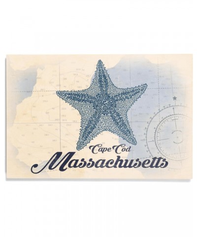 12x18 Inch Premium Wood Sign, Ready to Hang Wall Decor, Cape Cod, Massachusetts, Starfish, Blue, Coastal Icon $20.50 Totes