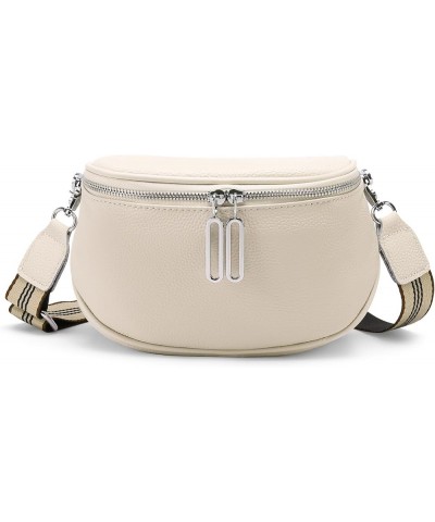 Crossbody Bags for Women Small Genuine Leather Shoulder Purse Cross Body Bag with Wristlet Top Zipper Type 5 Creamy White $8....