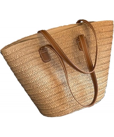 Straw Bags for Women 2023 Summer Beach Woven Tote Bag with Zipper Shoulder Bags (Khaki) Khaki $22.12 Totes