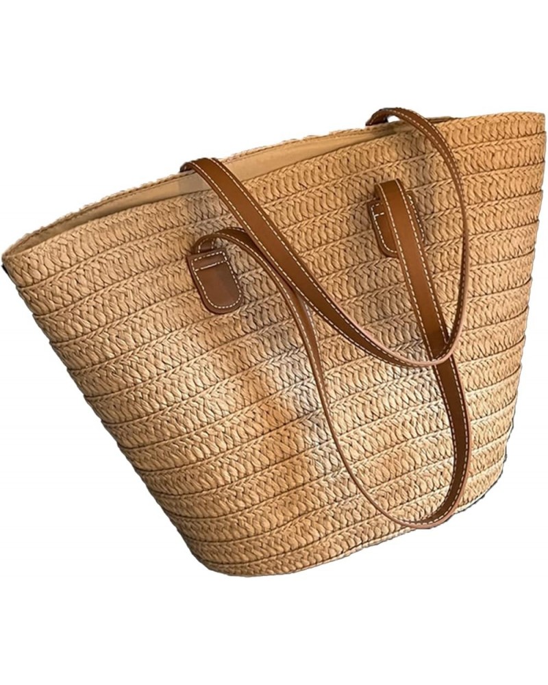 Straw Bags for Women 2023 Summer Beach Woven Tote Bag with Zipper Shoulder Bags (Khaki) Khaki $22.12 Totes