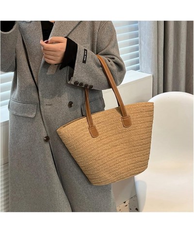 Straw Bags for Women 2023 Summer Beach Woven Tote Bag with Zipper Shoulder Bags (Khaki) Khaki $22.12 Totes