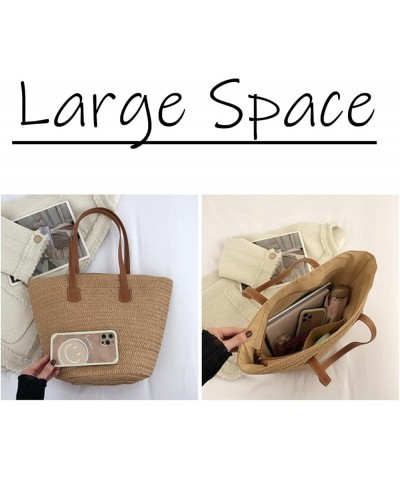 Straw Bags for Women 2023 Summer Beach Woven Tote Bag with Zipper Shoulder Bags (Khaki) Khaki $22.12 Totes