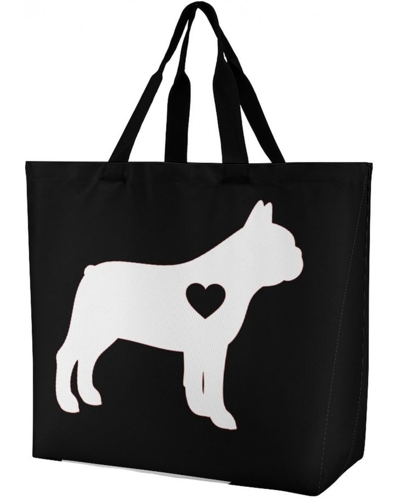 Love Frech Bulldog Shoulder Shopping Bag Fashion Tote Bag Commuter Bags for Women $8.80 Totes