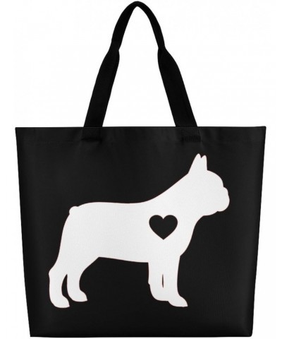 Love Frech Bulldog Shoulder Shopping Bag Fashion Tote Bag Commuter Bags for Women $8.80 Totes