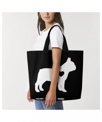 Love Frech Bulldog Shoulder Shopping Bag Fashion Tote Bag Commuter Bags for Women $8.80 Totes