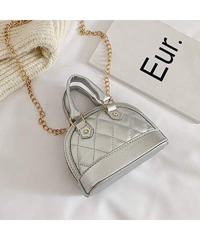 Patent Leather Top Handle Tote Bag Mini Zip Around Dome Shoulder Bag Shell Shape Cross Body Handbag Purse Satchel B-silver $1...