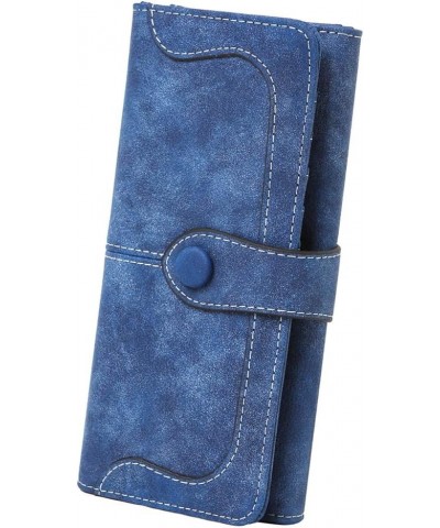 Women's Vegan Leather 17 Card Slots Card Holder Long Big Bifold Wallet Navy $9.50 Wallets