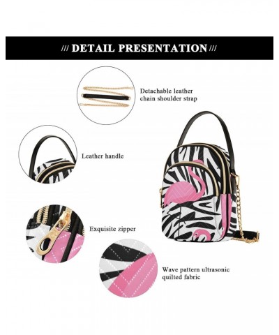 Joko lvery Flamingos Zebra Stripes Cross Body Purse Crossbody Bags Chain Handbag Shoulder Bag for Gifts Women Work $12.75 Cro...