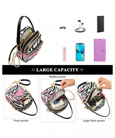 Joko lvery Flamingos Zebra Stripes Cross Body Purse Crossbody Bags Chain Handbag Shoulder Bag for Gifts Women Work $12.75 Cro...