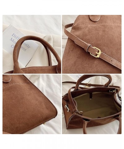 Suede Tote Bag for Women, Fashion Purse Top Handle Crossbody Tote Purse Vintage Hobo Shoulder Bag Brown Small $23.21 Totes