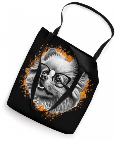 Cute Pomeranian Dog Wearing Nerd Glasses Funny Gray Pop Art Tote Bag $14.12 Totes