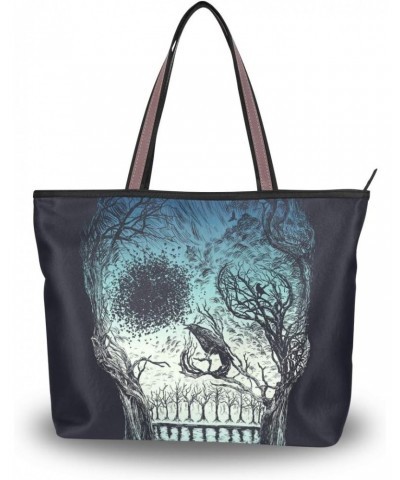 Women Tote Shoulder Bag Abstract Skull Trees Handbag $19.43 Shoulder Bags