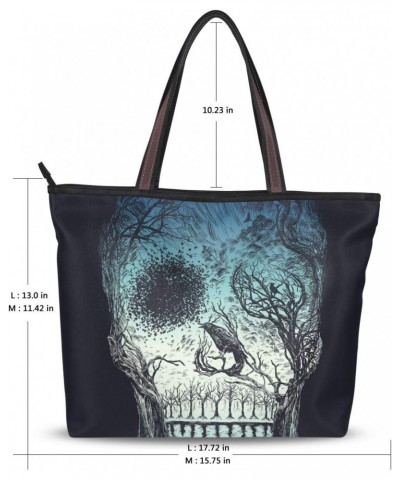 Women Tote Shoulder Bag Abstract Skull Trees Handbag $19.43 Shoulder Bags