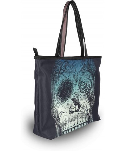 Women Tote Shoulder Bag Abstract Skull Trees Handbag $19.43 Shoulder Bags