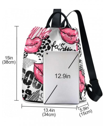 Lips Leopard Backpack for Women, Fashion Anti Theft Casual Daypack Shoulder Bag Purse for Travel Work 15 inches $18.04 Backpacks