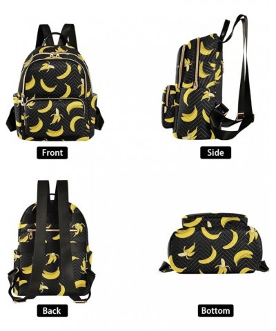 Cartoon Bananas Black Quilted Backpack for Women Travel Bags Shoulder Bag Purse for Nurse Daily Work S Small $12.40 Backpacks