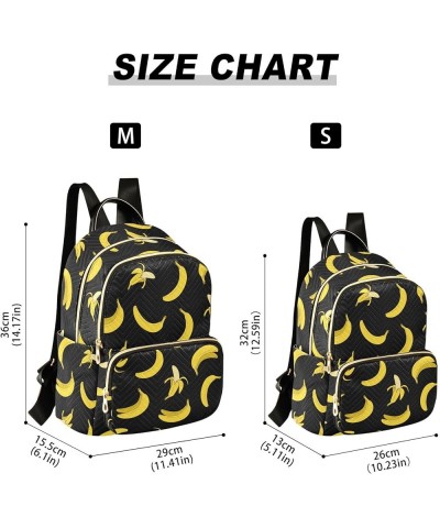 Cartoon Bananas Black Quilted Backpack for Women Travel Bags Shoulder Bag Purse for Nurse Daily Work S Small $12.40 Backpacks