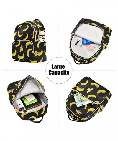 Cartoon Bananas Black Quilted Backpack for Women Travel Bags Shoulder Bag Purse for Nurse Daily Work S Small $12.40 Backpacks