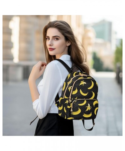 Cartoon Bananas Black Quilted Backpack for Women Travel Bags Shoulder Bag Purse for Nurse Daily Work S Small $12.40 Backpacks