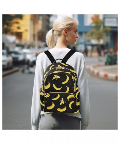 Cartoon Bananas Black Quilted Backpack for Women Travel Bags Shoulder Bag Purse for Nurse Daily Work S Small $12.40 Backpacks