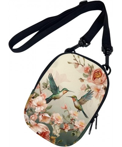 Small Message Bag Women Shoulder Bag with Adjustable Staps, Sling Phone Bag Crossbody Satchel Purse Wallet Hummingbird Flower...