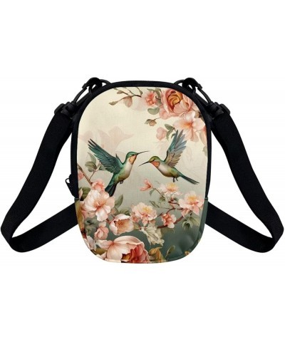 Small Message Bag Women Shoulder Bag with Adjustable Staps, Sling Phone Bag Crossbody Satchel Purse Wallet Hummingbird Flower...