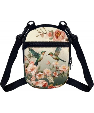 Small Message Bag Women Shoulder Bag with Adjustable Staps, Sling Phone Bag Crossbody Satchel Purse Wallet Hummingbird Flower...