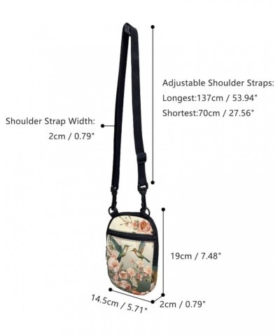 Small Message Bag Women Shoulder Bag with Adjustable Staps, Sling Phone Bag Crossbody Satchel Purse Wallet Hummingbird Flower...