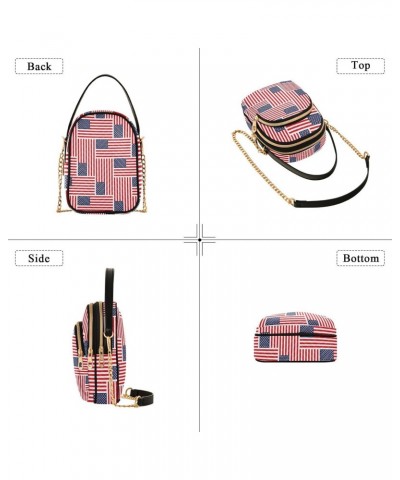 American Flag Pattern Quilted Crossbody Bag for Women, Small Cell Phone Bag Shoulder Handbags Purse with Leather Strap $15.07...