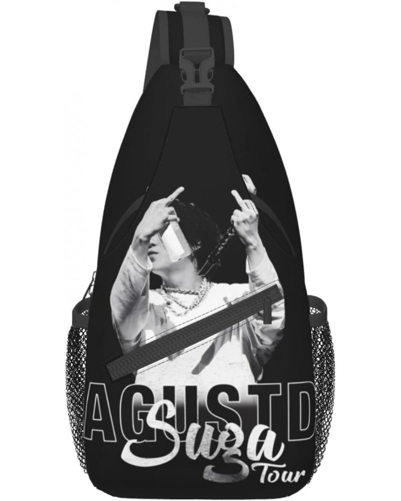 Sling Crossbody Bag Agust Rapper D Adjustable Strap Chest Shoulder Bags For Women Men Travel Backpack $17.35 Crossbody Bags