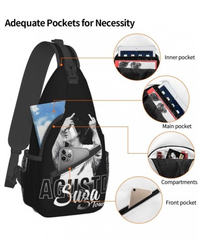 Sling Crossbody Bag Agust Rapper D Adjustable Strap Chest Shoulder Bags For Women Men Travel Backpack $17.35 Crossbody Bags