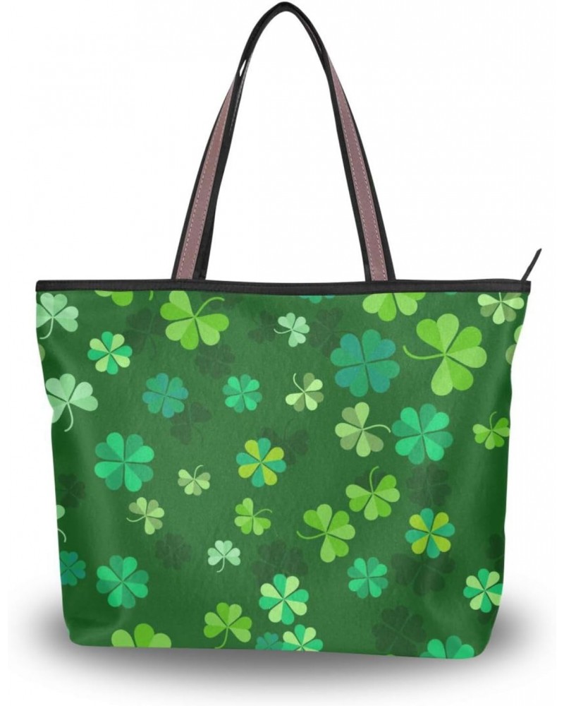 Funny Saint Patrick's Day Clover Leaf Women Tote Bag Handbag Large Capacity Shoulder Bags $11.39 Shoulder Bags