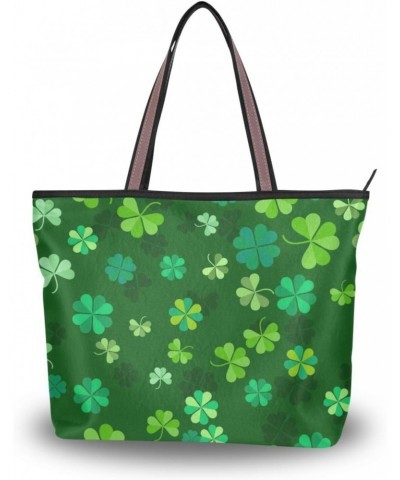 Funny Saint Patrick's Day Clover Leaf Women Tote Bag Handbag Large Capacity Shoulder Bags $11.39 Shoulder Bags