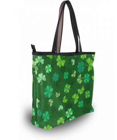 Funny Saint Patrick's Day Clover Leaf Women Tote Bag Handbag Large Capacity Shoulder Bags $11.39 Shoulder Bags