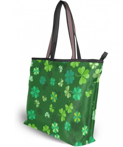 Funny Saint Patrick's Day Clover Leaf Women Tote Bag Handbag Large Capacity Shoulder Bags $11.39 Shoulder Bags