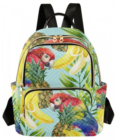 Bird Women Backpack Watercolor Parrot Banana Pineapple Anti-Theft Travel Backpack with Luggage Belt Lightweight Handbag Lady ...