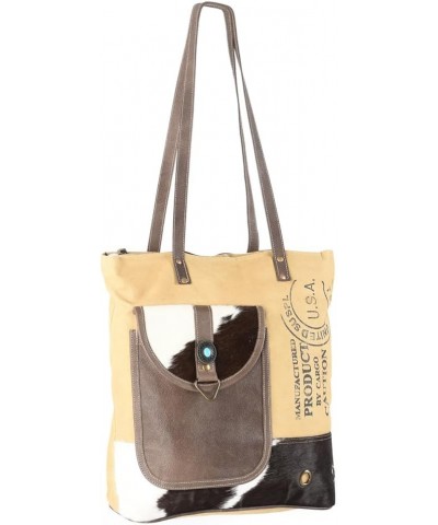 Bags OHV170 Tote Upcycled Canvas Hair-On Genuine Leather Women Bag Western Handbag Purse $28.32 Totes