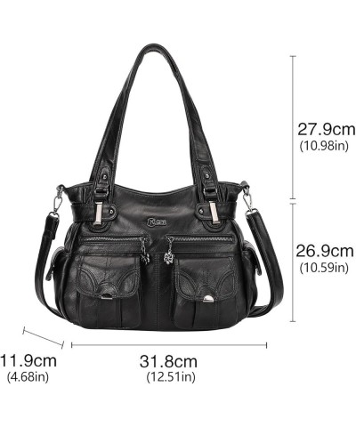 Foreign Trade Fashion Women's Shoulder Bag European And American Large Capacity PU Portable Shoulder Men Bags Shoulder Green-...