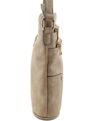 Triple Zip Pocket Medium Crossbody Bag Light Taupe $11.02 Crossbody Bags