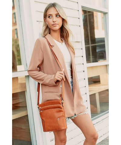 Triple Zip Pocket Medium Crossbody Bag Light Taupe $11.02 Crossbody Bags