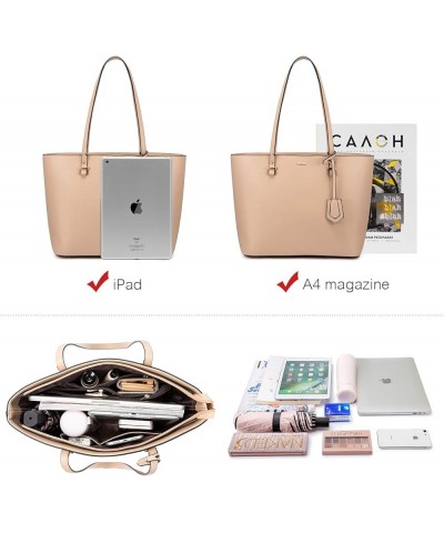 Purse for Women Fashion Tote Bag Shoulder Handbags Top Handle Satchel Bags with External Pocket Deep Apricot $27.47 Totes