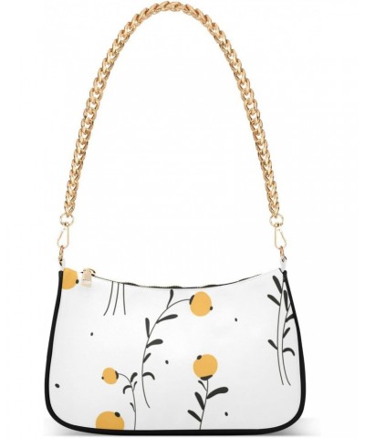 Yellow Floral on White Handbags for Women Chain Shoulder Bag with Zipper Womens Tote Satchel Bags $17.69 Satchels