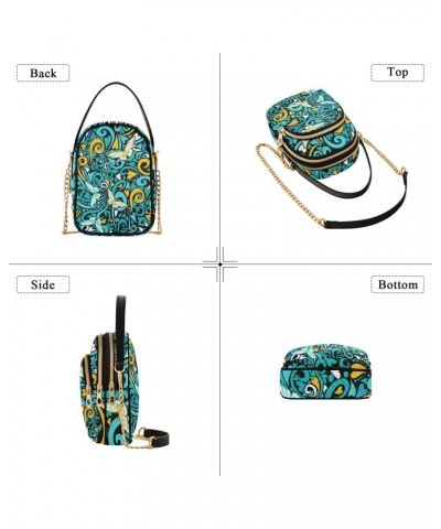 Yellow Leaves and Blue Butterflies Small Crossbody Bag Quilted Handbags for Women Chain Shoulder Bag $12.48 Shoulder Bags