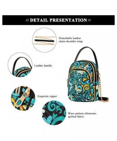 Yellow Leaves and Blue Butterflies Small Crossbody Bag Quilted Handbags for Women Chain Shoulder Bag $12.48 Shoulder Bags