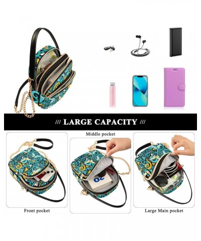 Yellow Leaves and Blue Butterflies Small Crossbody Bag Quilted Handbags for Women Chain Shoulder Bag $12.48 Shoulder Bags